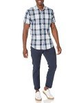 Men's Regular-Fit Short-Sleeve Plaid Shirt - Navy White