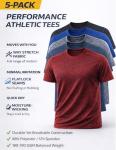 5 Pack Men’s Quick Dry Crew Neck T-Shirts