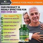 Wholesome Wellness Whole Food Multivitamin for Men - Natural Multi Vitamins, Minerals, Organic Extracts - Vegan Vegetarian - 120 Tablets