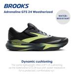 Brooks Men’s Adrenaline GTS 24 Weatherized Supportive Running Shoe - Black/Ebony/New Yellow - 11 Medium