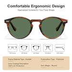 CARFIA Acetate Polarized Sunglasses for Men Retro Classic Round Shades Green Lens