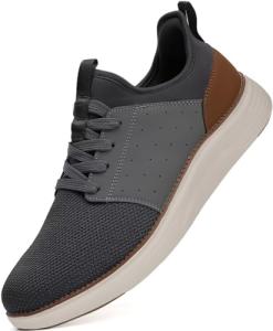 YOLARK Men Casual Dress Shoes Fashion Sneakers Lightweight Breathable Laceless Walking Shoes Gym Tennis Athletic（Grey11）