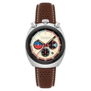 Cadola Men's 42mm Testa Di Toro Chronograph Beige Burnout Watch with Leather Strap CD-1058-04
