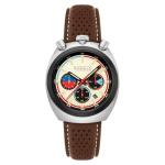 Cadola Men's 42mm Testa Di Toro Chronograph Beige Burnout Watch with Leather Strap CD-1058-04