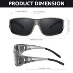 FIMILU 2PCS Polarized Sunglasses Fit Over Glasses for Men, Wrap Around Sunglasses for Driving & Outdoor UV400 Protection