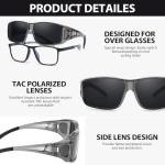 FIMILU 2PCS Polarized Sunglasses Fit Over Glasses for Men, Wrap Around Sunglasses for Driving & Outdoor UV400 Protection