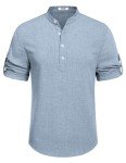 COOFANDY Men's Short Sleeve Linen Henley Shirt