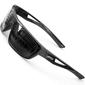 ATTCL Polarized Sunglasses Men Sports: UV Protection Lightweight TR90 Frame Anti-Slip Wrap-Around for Driving Fishing Golf J2021 Dark Black grey
