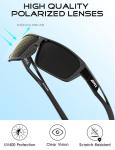 ATTCL Polarized Sunglasses Men Sports: UV Protection Lightweight TR90 Frame Anti-Slip Wrap-Around for Driving Fishing Golf J2021 Dark Black grey