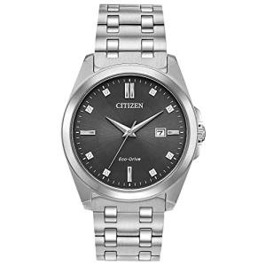 Citizen Men's Classic Peyton 3-Hand Eco-Drive Watch, Date, Sapphire Crystal, Diamond Markers, Stainless/Gray Dial