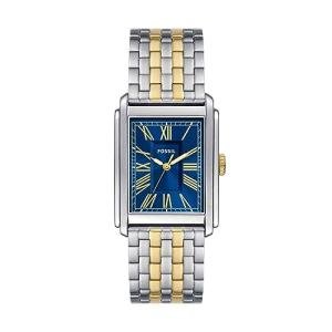 Fossil Men's Carraway Quartz Stainless Steel Three-Hand Watch, Color: Gold/Silver/Blue (Model: FS6010)