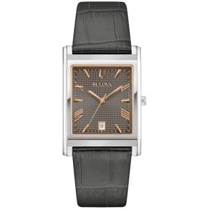 Bulova Men's Classic Sutton 3-Hand Calendar Quartz Leather Strap, Patterned Dial, Sapphire Crystal, 29 x 41mm