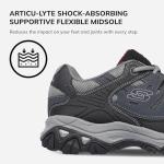 Skechers Men's Afterburn M. Fit Fashion Sneakers – Leather Upper, Memory Foam Insole, Rubber Outsole, Navy, 14 X-Wide