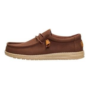 HEYDUDE Men's Wally Canvas Brown Size 12, Men’s Shoes, Slip-on Loafers, Comfortable & Light-Weight