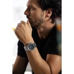 Citizen Men's Eco-Drive Modern Axiom Chronograph Silver Stainless Steel Watch, Black Dial (Model: CA4580-50E)