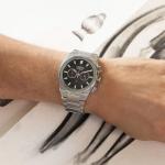 Citizen Men's Eco-Drive Modern Axiom Chronograph Silver Stainless Steel Watch, Black Dial (Model: CA4580-50E)