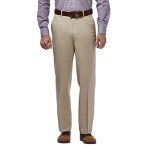 Haggar Men's No Iron Expandable Waist Khaki Pants