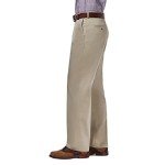 Haggar Men's No Iron Expandable Waist Khaki Pants