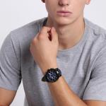 Fossil Men's Watch, Grant Quartz Stainless Steel and Leather Chronograph Watch for Men, Color: Black, Navy