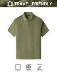 JMIERR Mens Polo Shirt Short Sleeve Casual Beach Green Button Up Vacation Spring Knit Shirt Texture, M