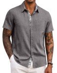 COOFANDY Men's Short Sleeve Beach Button-Up Shirt