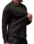 COOFANDY Men's Dress Shirts Long Sleeve Casual Shirt Stretch Muscle Fit Shirt Black