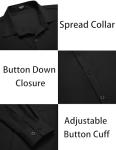 COOFANDY Men's Dress Shirts Long Sleeve Casual Shirt Stretch Muscle Fit Shirt Black
