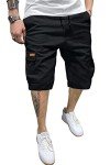 Men's Cotton Cargo Shorts with 6 Pockets - Black