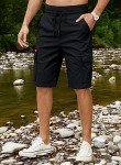 Men's Cotton Cargo Shorts with 6 Pockets - Black