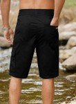 Men's Cotton Cargo Shorts with 6 Pockets - Black