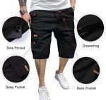 Men's Cotton Cargo Shorts with 6 Pockets - Black