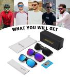 MEETSUN Polarized Sunglasses for Men Women Sports Driving Fishing Glasses UV400 Protection 3Pack-Black+Black Frame/Purple Blue Mirror Lens+Black/Blue