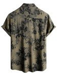 Men's Short Sleeve Hawaiian Floral Shirt - Khaki