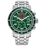 Citizen Men's Eco-Drive Brycen Chronograph Stainless Steel Watch, Green Dial (Model: CA0851-56X)