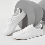 FRACORA Mens White Tennis Shoes Low Top Fashion Sneakers PU Leather Casual Shoes for Men(White, US11)