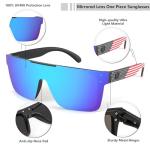 FEISEDY Polarized Sunglasses for Men, Oversized Square Flat Mirrored Z87 Lens, Fishing Driving Golf Outdoors Coastal B2990