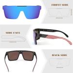 FEISEDY Polarized Sunglasses for Men, Oversized Square Flat Mirrored Z87 Lens, Fishing Driving Golf Outdoors Coastal B2990