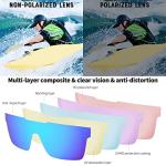 FEISEDY Polarized Sunglasses for Men, Oversized Square Flat Mirrored Z87 Lens, Fishing Driving Golf Outdoors Coastal B2990