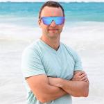 FEISEDY Polarized Sunglasses for Men, Oversized Square Flat Mirrored Z87 Lens, Fishing Driving Golf Outdoors Coastal B2990