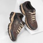 Skechers Men's Afterburn M. Fit Fashion Sneakers – Leather Upper, Memory Foam Insole, Rubber Outsole, Brown/Taupe, 13 X-Wide