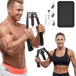 SAKER Twister Arm Trainer, Adjustable Hydraulic Home Gym Equipment for Strength Training, 22-440Lbs Chest Expander with Ab Roller Wheel, Workout Equipment for Men & Women, Arms Chest Core (Black)