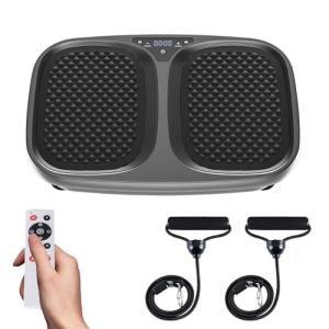 OLIXIS Vibration Plate Exercise Machine with 9 Auto Modes, Full Body Workout Vibrating Platform with LED Touch Screen & Pull Ropes for Weight Loss, Home Gym Fitness Equipment for Women Men, Black