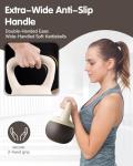 Soft Kettlebell - Cushioned Impact-Resistant Base and Anti-Slip, Kettle bell Anti-Slip Grip Weight for Home Workouts, Safe Strength Training Kettlebells Sets for Women & Men, With Non-slip Gloves (Black-White, 15 LB)
