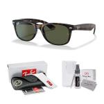 Ray-Ban RB2132 902/58 52MM New Wayfarer Square Sunglasses for Men for Women +Bundle with Accessory Eyewear Kit(Tortoise/Crystal Lens G-15 Green Polarized)+