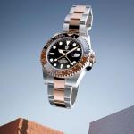 PAGRNE DESIGN GMT Automatic Mechanical Men's Watch Rotating Ceramic Bezel Stainless Steel Watch with Date Function Men's Sport Watch (Steel Strap Rose Gold-3)