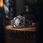 PAGRNE DESIGN GMT Automatic Mechanical Men's Watch Rotating Ceramic Bezel Stainless Steel Watch with Date Function Men's Sport Watch (Steel Strap Rose Gold-3)