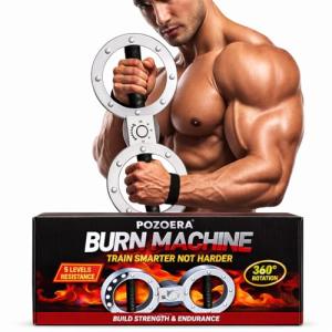 POZOERA Burn Machine - Spinning Rotator Burn Machine with 12LB Adjustable Resistance,Forearm Strengthener Trainer 360 Degree Rotating Arm Workout Exercise Equipment for Men&Women(Silver)