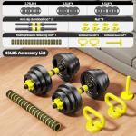 HUAYA Adjustable Dumbbell Set, 10-90lbs Free Weights with Connector – 4 in 1 Dumbbells, Barbell, Kettlebell & Push Up Stand, Adjustable Weights Set for Home Gym Fitness Equipment for Men & Women (Orange 45lbs (22.5lbs*2))