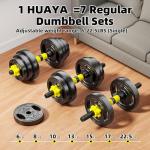 HUAYA Adjustable Dumbbell Set, 10-90lbs Free Weights with Connector – 4 in 1 Dumbbells, Barbell, Kettlebell & Push Up Stand, Adjustable Weights Set for Home Gym Fitness Equipment for Men & Women (Orange 45lbs (22.5lbs*2))