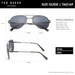 Ted Baker TMS169 Men's Aviator Polarized Sunglasses, UV400 Protection, 57 mm, Dark Gunmetal